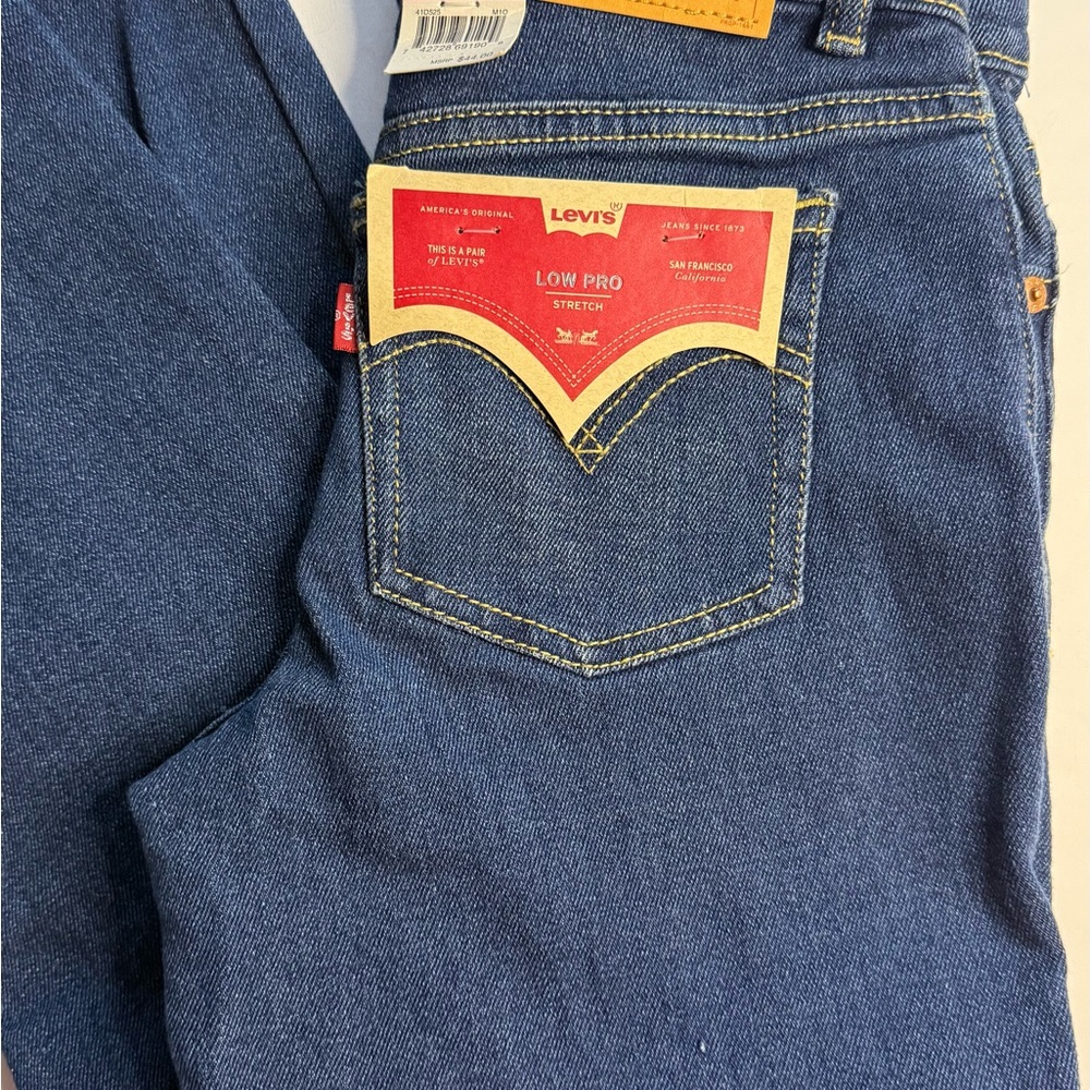 Levi's Dark Blue Stretch Low Pro Jeans with Red Label - Picture 2 of 9